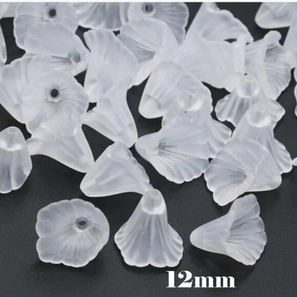 Frosted White Acrylic Flower Beads 12mm  for Angel Projects and More!  25 Beads - Picture 1 of 3